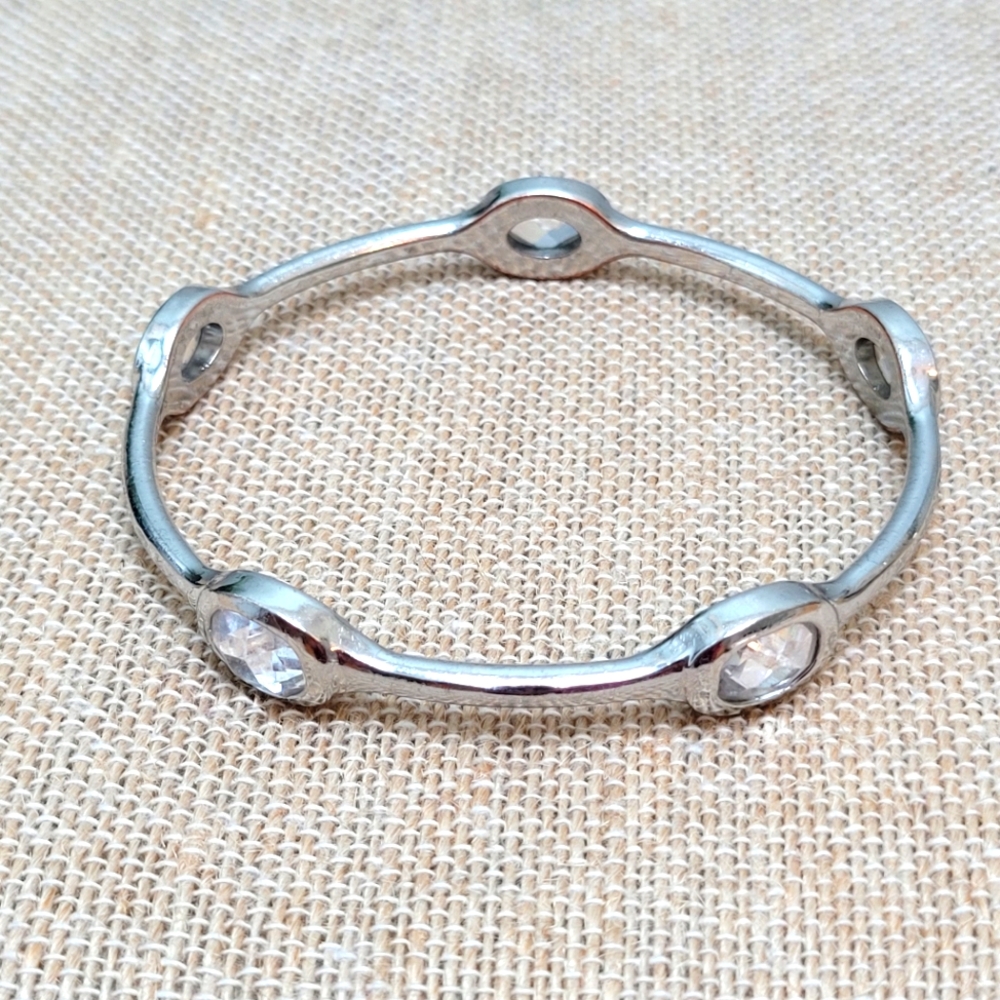 SILVERTONE  | Faceted Crystal Bangle
